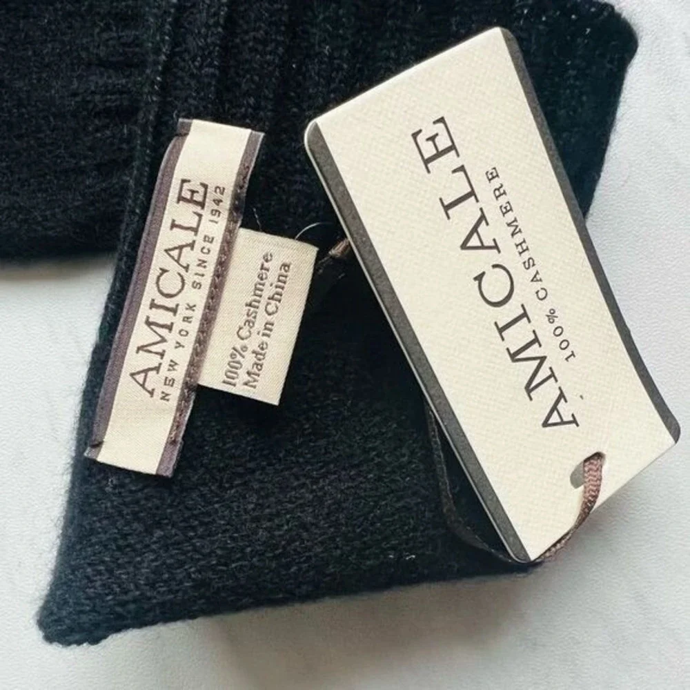 AMICALE Cashmere Touch Screen Tech Knit Gloves, Luxurious,‎ 100%, Black, NWT